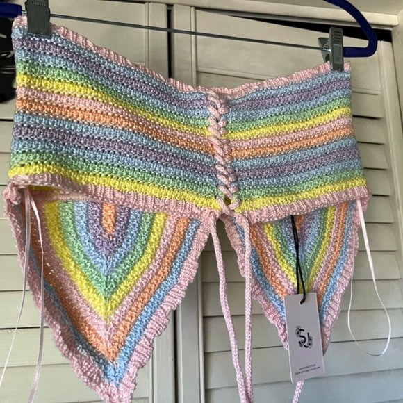 Sincerely Jules Crochet Halter Boho Festival Top Size L - Picture 4 of 5